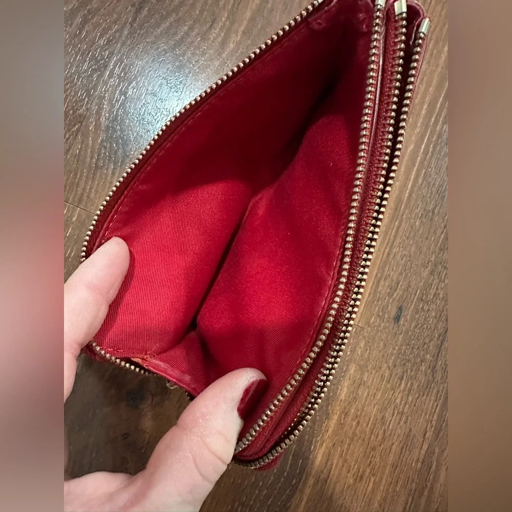 COACH Double Zip wallet clutch Red Currant color - Picture 3 of 10